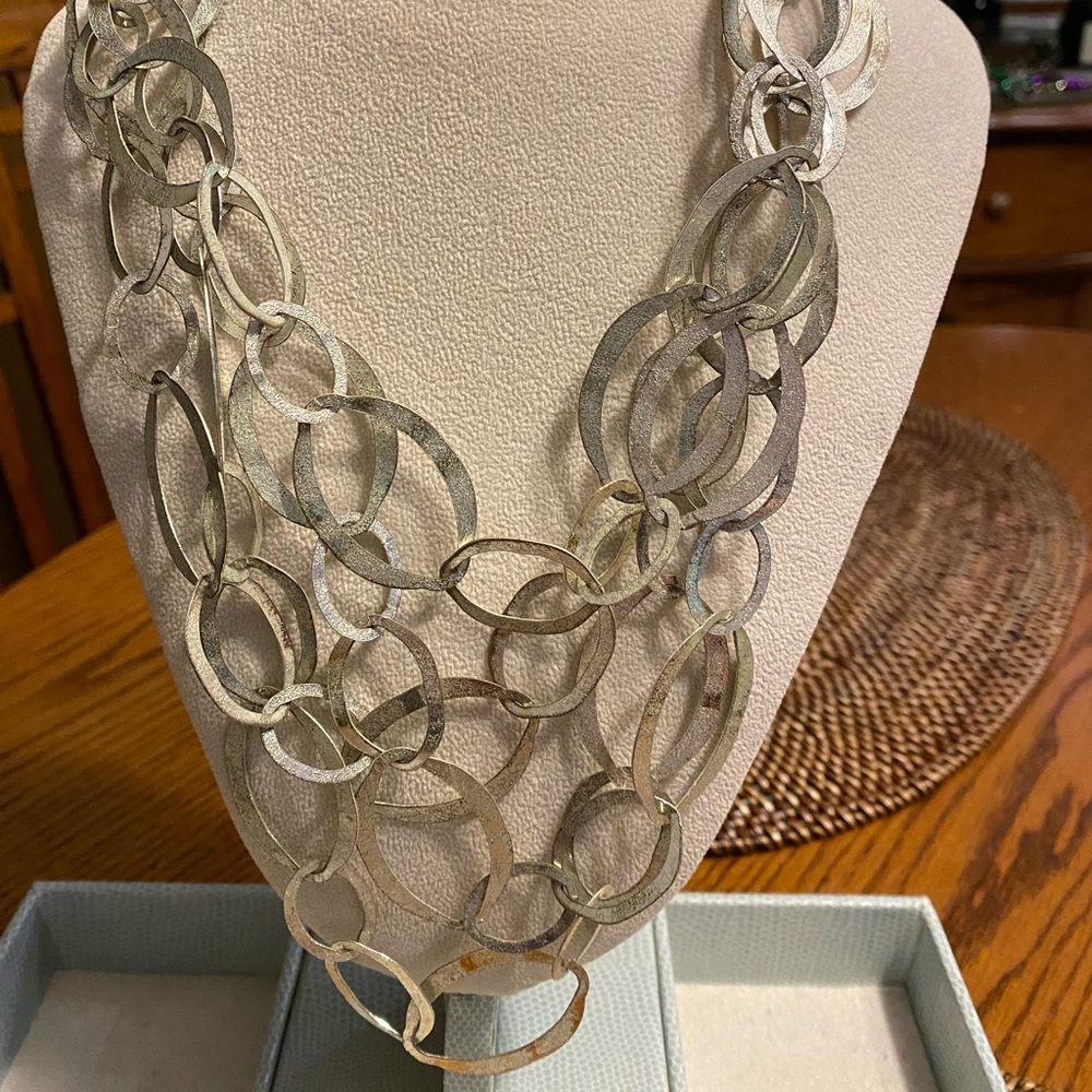 Brushed silver Nordstrom link necklace